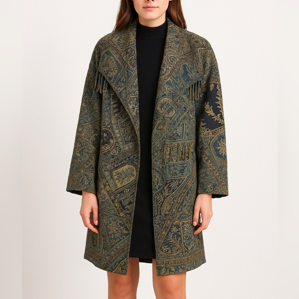 Mieko Mintz Sweater Jacket Kimono Knit Kantha Duster